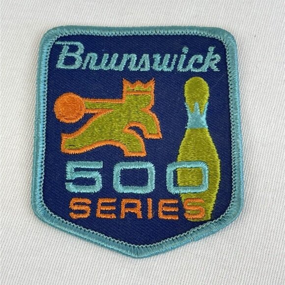 Vintage Brunswick 500 Series Bowling Patch 1970s Blue Green Orange Embroidered - Picture 1 of 3